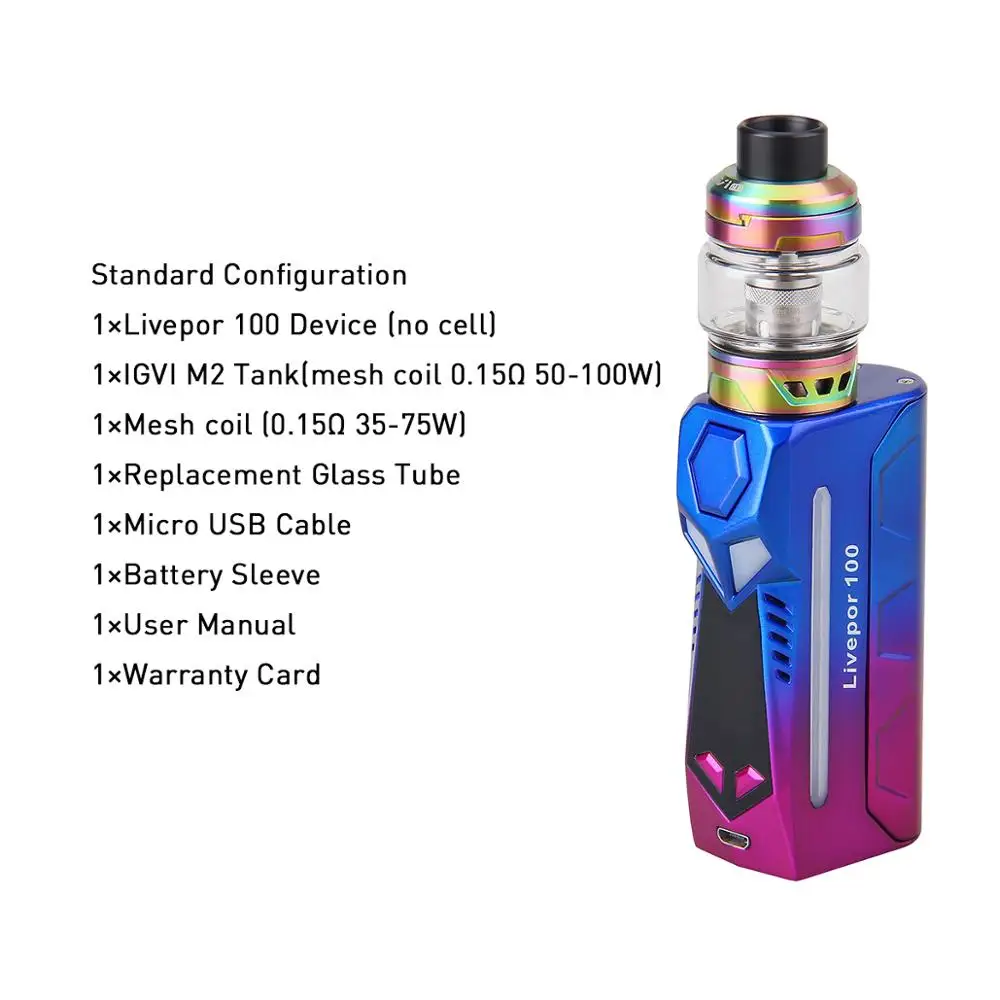 Yosta Livepor 100 Box Kit Singel Battery 18650 Ti/Ni200/SS316/BYPASS Mode быстрая скорость стрельбы электронные