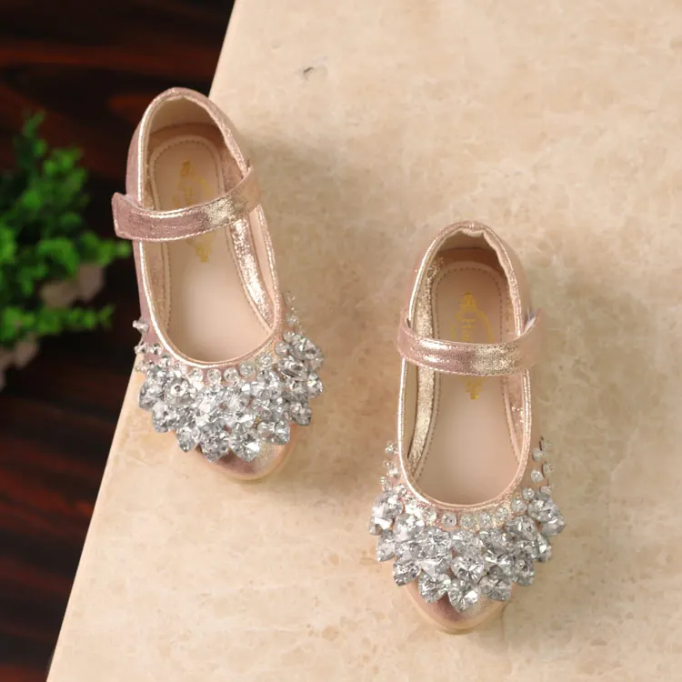 2016 осень дети shoes девочки shoes принцесса diamond crystal shoes Корейской версии плоские кожаные shoes