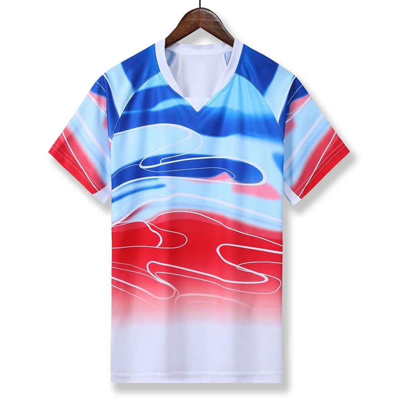 Мужская wo Мужская рубашка для бадминтона Джерси настольные теннисные майки уличная спортивная одежда Беговая Футболка спортивная Дышащая печать на заказ - Цвет: 226 red shirts