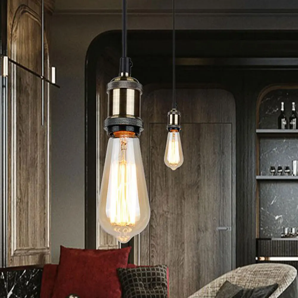 Винтажный подвесной светильник Эдисона с цоколем E27 с винтовой лампой, алюминиевый светильник, патрон, промышленный Ретро фитинг, держатель лампы