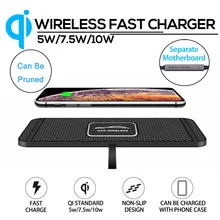 Быстрая зарядка 10 Вт автомобильное Qi Беспроводное зарядное устройство док-станция Pad C1 нескользящий коврик для приборной панели автомобиля держатель Подставка для iPhone для samsung
