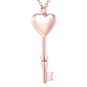 

IJD7933 High Quality Stainless Steel Heart Key Keepsake Urn Cremation Jewelry Pendant Hold Memorial Ashes for Funeral Necklace