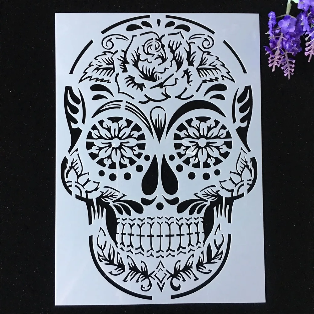 

1Pcs A4 29*21cm Vintage Skull DIY Layering Stencils Painting Scrapbook Coloring Embossing Album Decorative Template