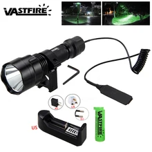 4000 LMs Q5 зеленый светодиодный тактический охотничий фонарик, прожектор 4 охотничий+ аккумулятор 18650+ зарядное устройство+ крепление для оружия+ дистанционный переключатель давления