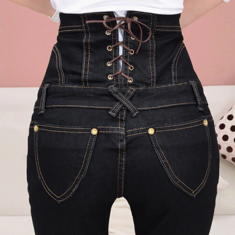 Slim High Waist Jeans Women Plus Size Denim Trousers Casual Single Breasted Bodycon Pencil Elastic Jeans Black DTY04 Slim High Waist Jeans Women Plus Size Denim Trousers Casual Single Breasted Bodycon Pencil Elastic Jeans Black DTY04