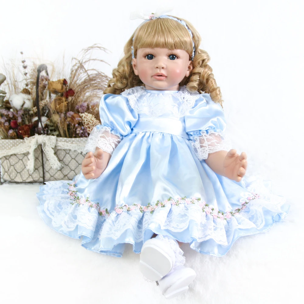 Reborn blond girl baby doll 60 см мягкая силиконовая кукла Reborn Baby 2" игрушка для девочек новорожденный Bebes reborn menina boneca