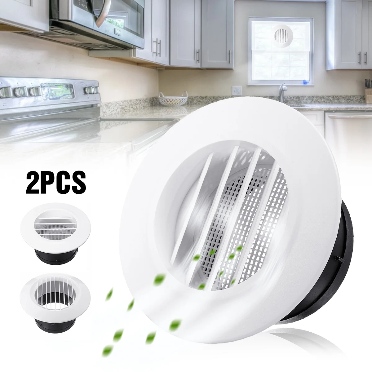 

2 pcs 4 Inch Air Vent Outlet Air Vent Extract Valve Grille ABS Ducting Ventilation Cover Air Vent Ventilator For Bathroom Office