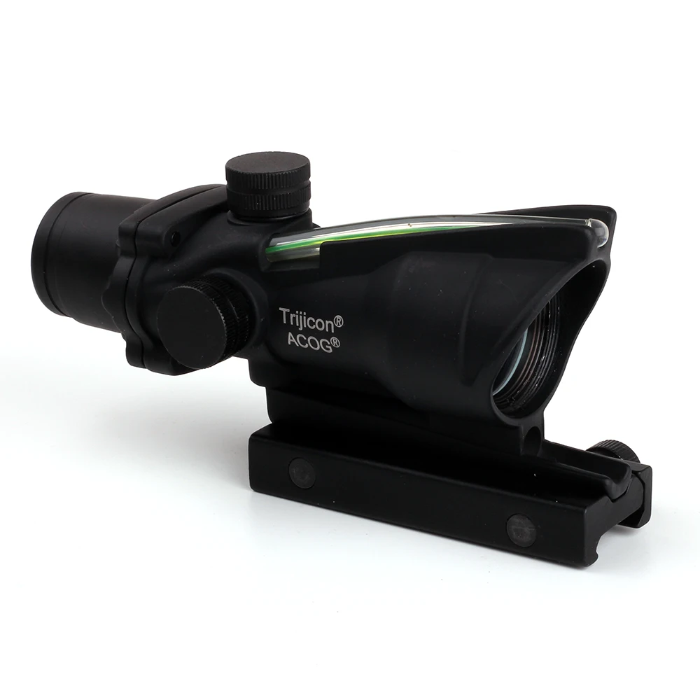 Trijicon ACOG Style 1X32 Real Fiber Optics Green Dot Illuminated Sight Scope Tactical Hunting Riflescopes Picatinny