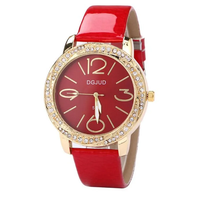 Women's watches casual watches Glitter Leather Band Alloy Quartz Wrist Watch with Diamond women Clock relogio feminino M14 (1)