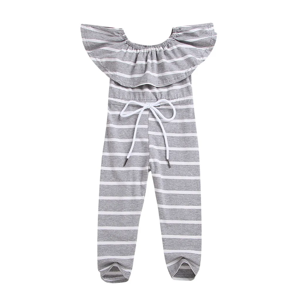 

2019 Toddler Kids Baby Boys Girl Striped Ruffles Sleeveless Romper Jumpsuit Girls Summer Off Shoulder Rompers Playsuit Clothes
