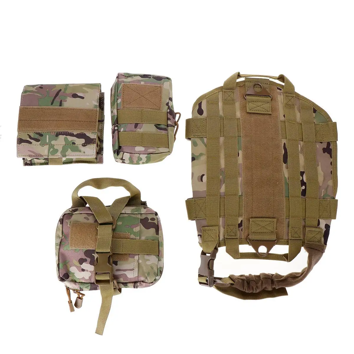  Waterproof Military Tactical Dog Clothes Harness Working Dog Vest Nylon Bungee Leash Lead Training 