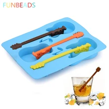 5pcs/lot Creative Guitar 3D Ice Mold Silicone Popsicle Mold Ice Cream Molds Ice Cube Tray For Party Bar Kitchen Tools CM133