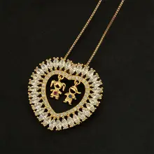 Golden Color Boy And Girl Pendant Necklace Women's fashion Jewelry Multi-color Cubic Zirconia Kids Necklace Jewelry New