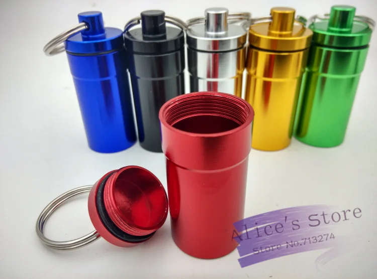 

1pc Medium Size / Tobacco container PILL CASE Storage Box - Key Chain Mini Ashtray Portable Assorted S/M/L