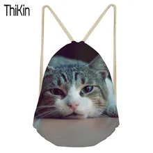 THIKIN Women Backpack Cute Cat Pattern Drawstring Bag Kids Girls School Bookbag Travel Beach Rucksack Storage Package Bagpack