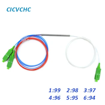 

2pcs Mini FBT 1x2 Coupler -1:99, 2:98, 3:97, 4:96, 5:95 or 6:94 Ratio -1310/1550nm - SC/APC - 0.5m/Optical Fiber Coupler