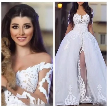 

New Arrival Long Sleeve Wedding Dresses 2020 robe de mariee Appliqued Lace Wedding Gowns Custom Made A Line Bride Dress