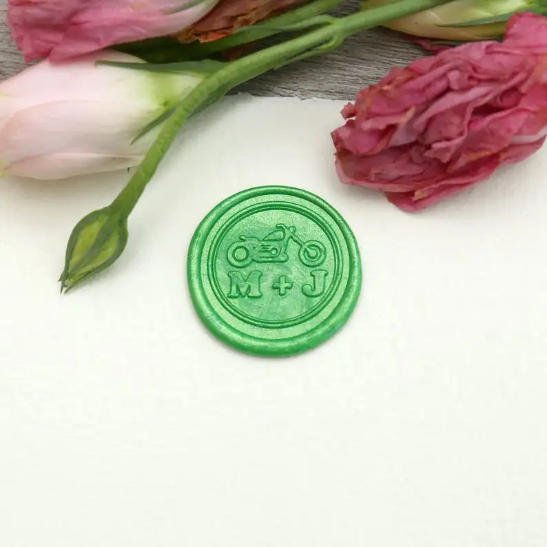 

party wax seal stampset。Custom Initials wax seal stamp ,Custom two Initials with motorcycle wax stamp kit,wedding gift,