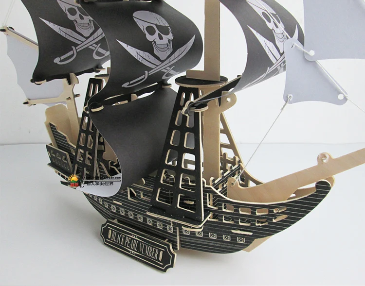 Черный жемчуг деревянная лодка Карибы пиратский Парусник Модель Сборка игрушка деревянная Diy руководство моделирование военный корабль дети ребенок подарок