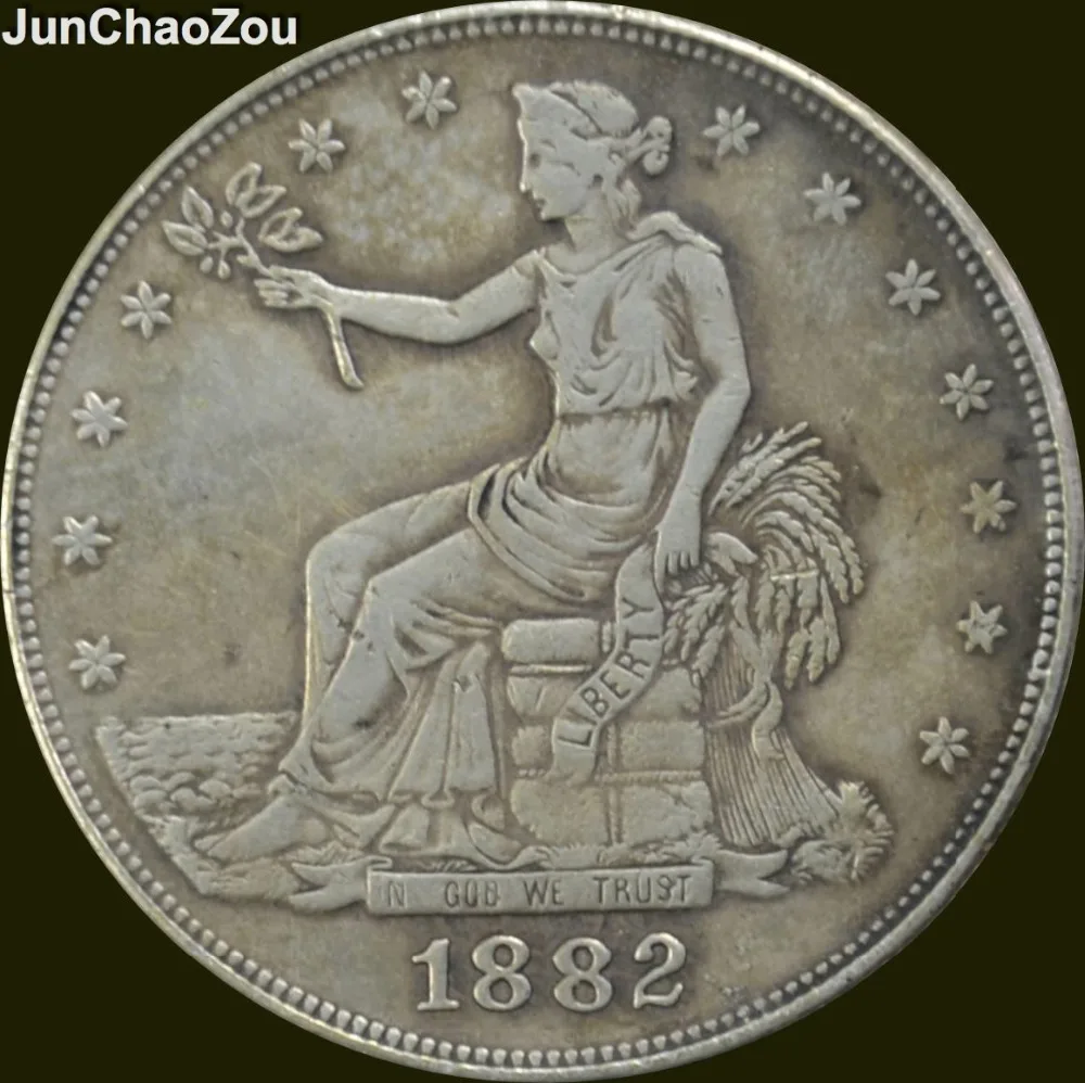 Download United States 1882 Seated Liberty Brass Silver Plated Trade Dollar Copy Coins-in Non-currency ...