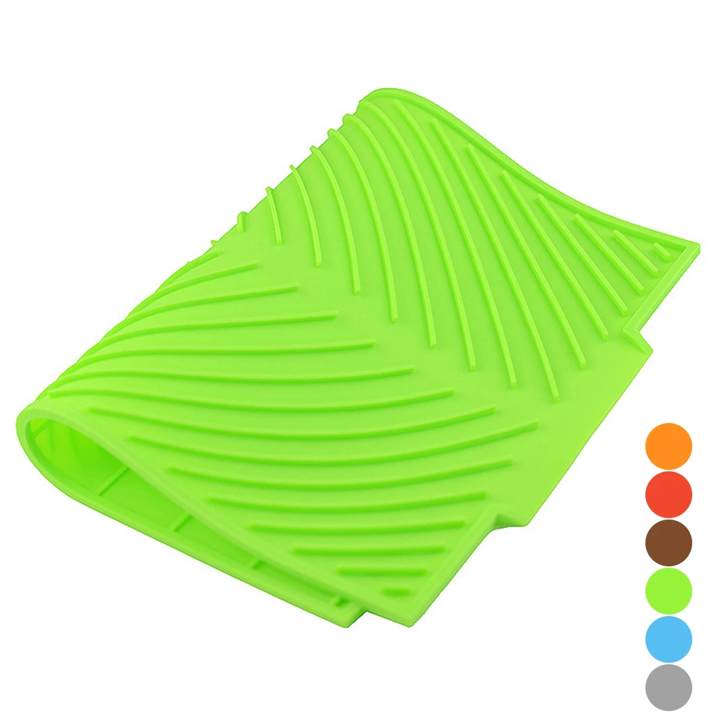  Silicone Dish Drying Mat Premium Square Heat Resistant Cushion Pad Table Mat Self-Draining Drying M