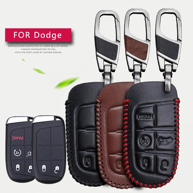 Верхний слой кожаный чехол для автомобильного ключа Fob Dodge Challenger Ram Nitro Caravan Durango