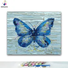 DIY картина по номерам синий картины с бабочкой по номерам с комплектами 40x50 в рамке
