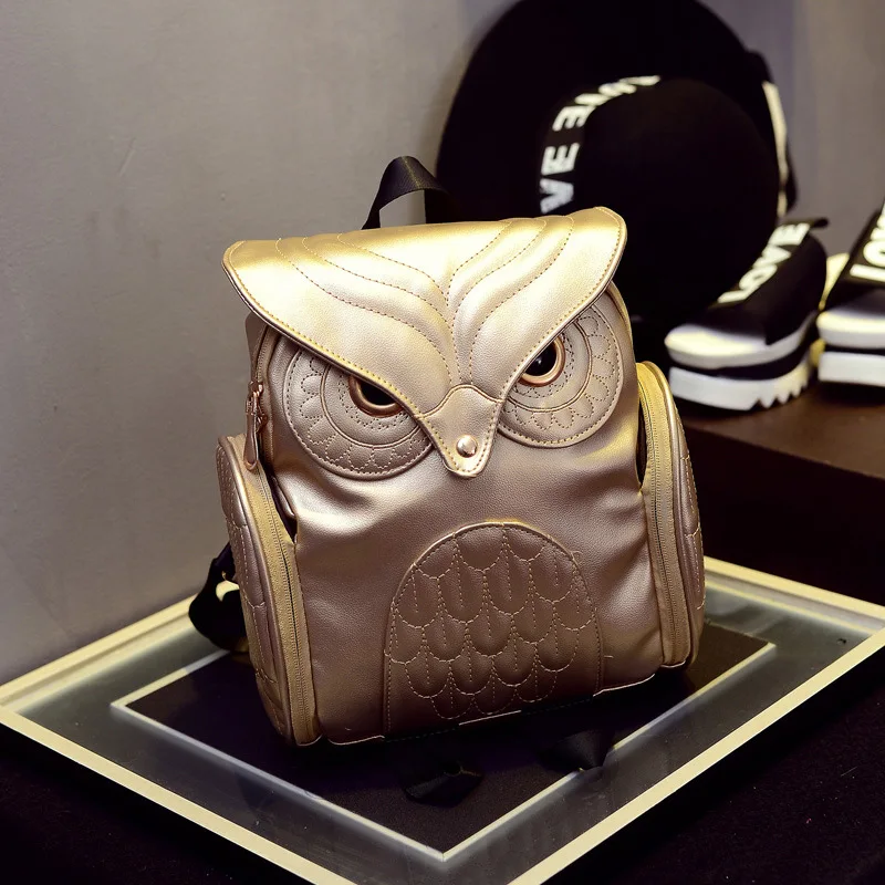  Fashion Women's Backpack 2017 Cute Owl Backpacks PU Leather School Bags For Teenagers Girls Female  - 32797177626
