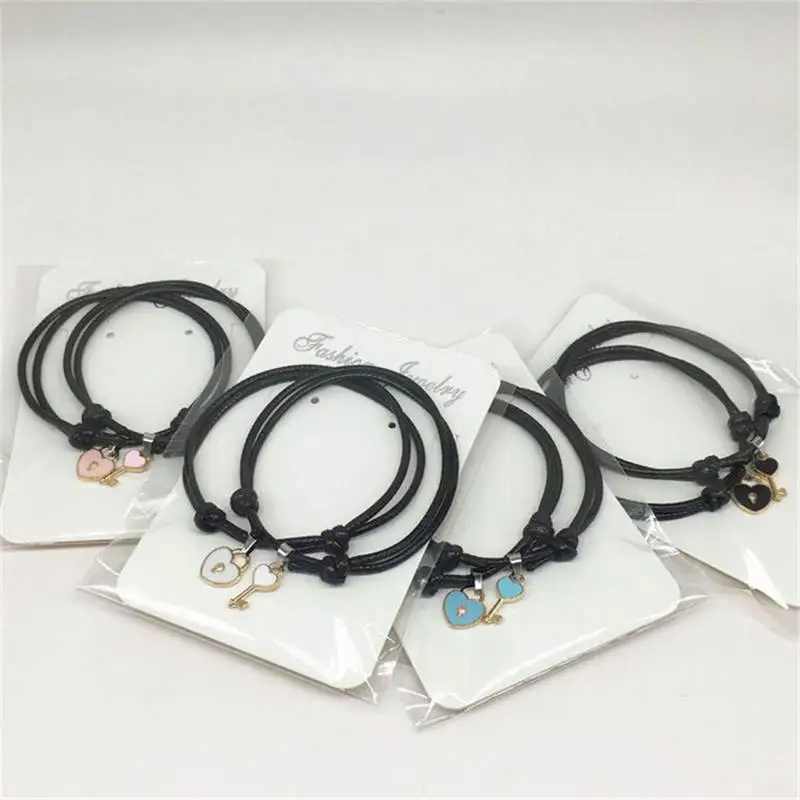 2 PCS New Arrival Couple Bracelet Alloy key Heart Lock Charm Bracelet Handmade Jewelry Rope Bracelet Lovers Gifts for Women 2 PCS New Arrival Couple Bracelet Alloy key Heart Lock Charm Bracelet Handmade Jewelry Rope Bracelet Lovers Gifts for Women