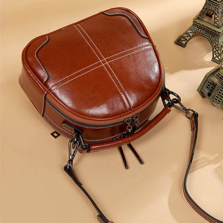Высококачественная женская сумка через плечо на молнии из натуральной кожи Корейская версия сумки, Лидер продаж - Цвет: brown