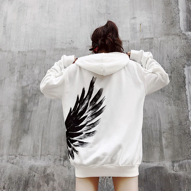 

Winter2018 phoenix wings and hoodie women's loose hip-hop hoodies