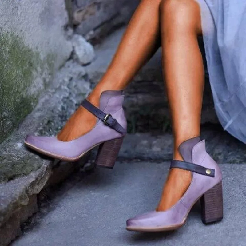 

New Female Coarse Code High-heeled Shoes Sharp Hasp Cavity Single Shoe Woman