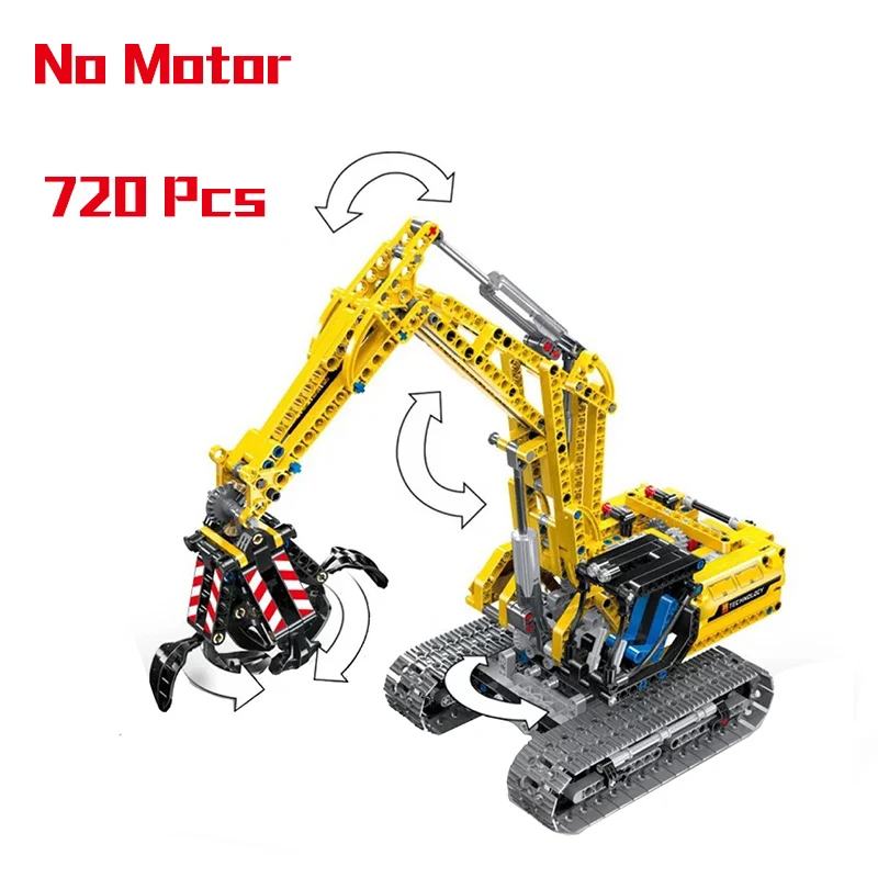 

720Pcs Technic Compatible Legoings Excavator Model Building Blocks Engineering Truck Without Motors Set City Bricks Child Toys