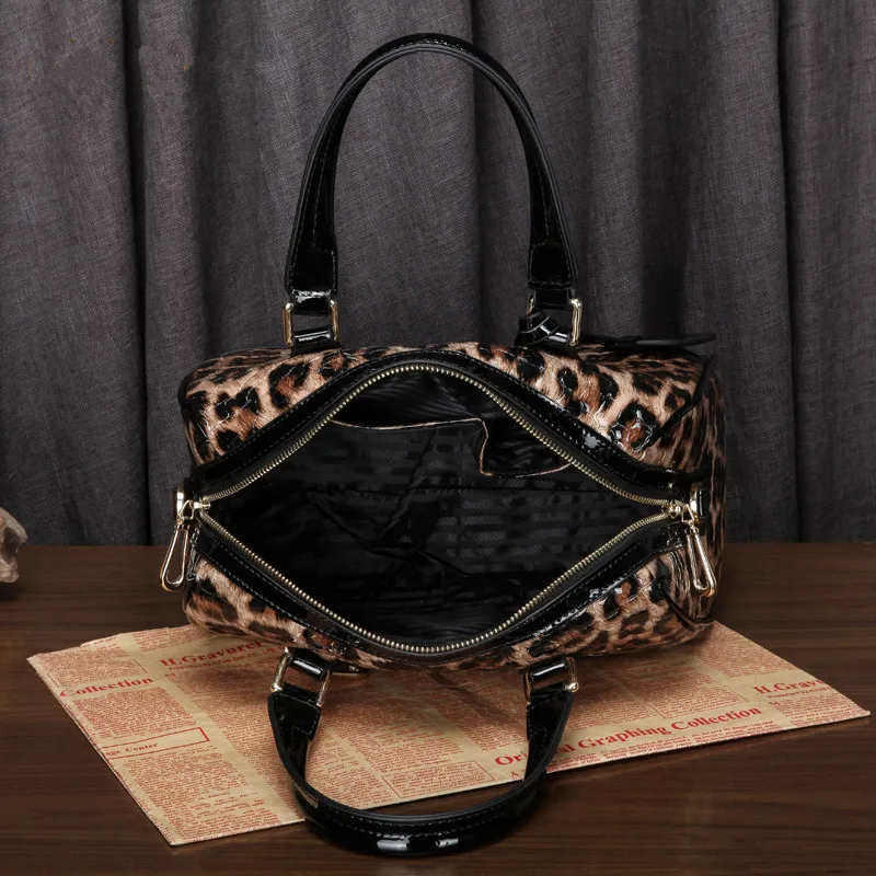 Umhängetasche Shell Beutel Leder Taschen Frauen Damen Gedruckt Große Schulter Muster ~ 18b58 Weibliche Tote Leopard Handtasche Echtem Aus HxUgWB