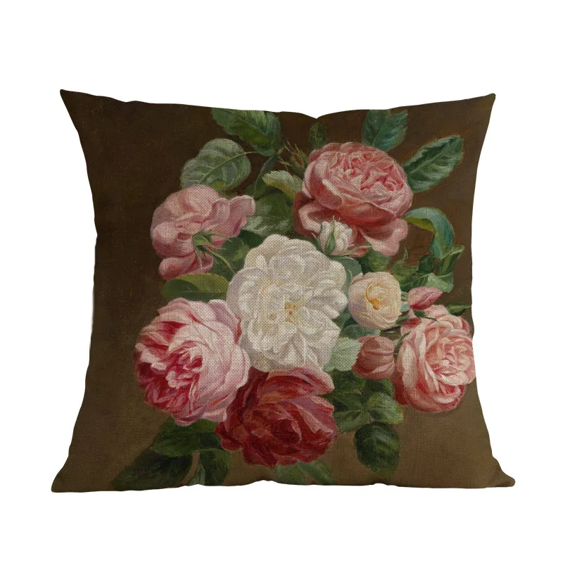 Картина маслом стиль Европейский цветок розы в стиле ретро винтажный цветочный элегантный бросок наволочка для дома декоративная подушка для дивана крышка