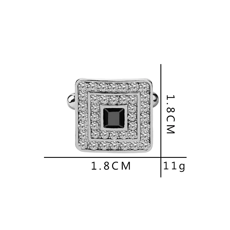 Полный горный хрусталь запонки коробка в форме слоев Cuflink золотой браслет серебристого цвета Кнопка соединитель бизнес прозрачный запонки Ссылка Подарок для защитника