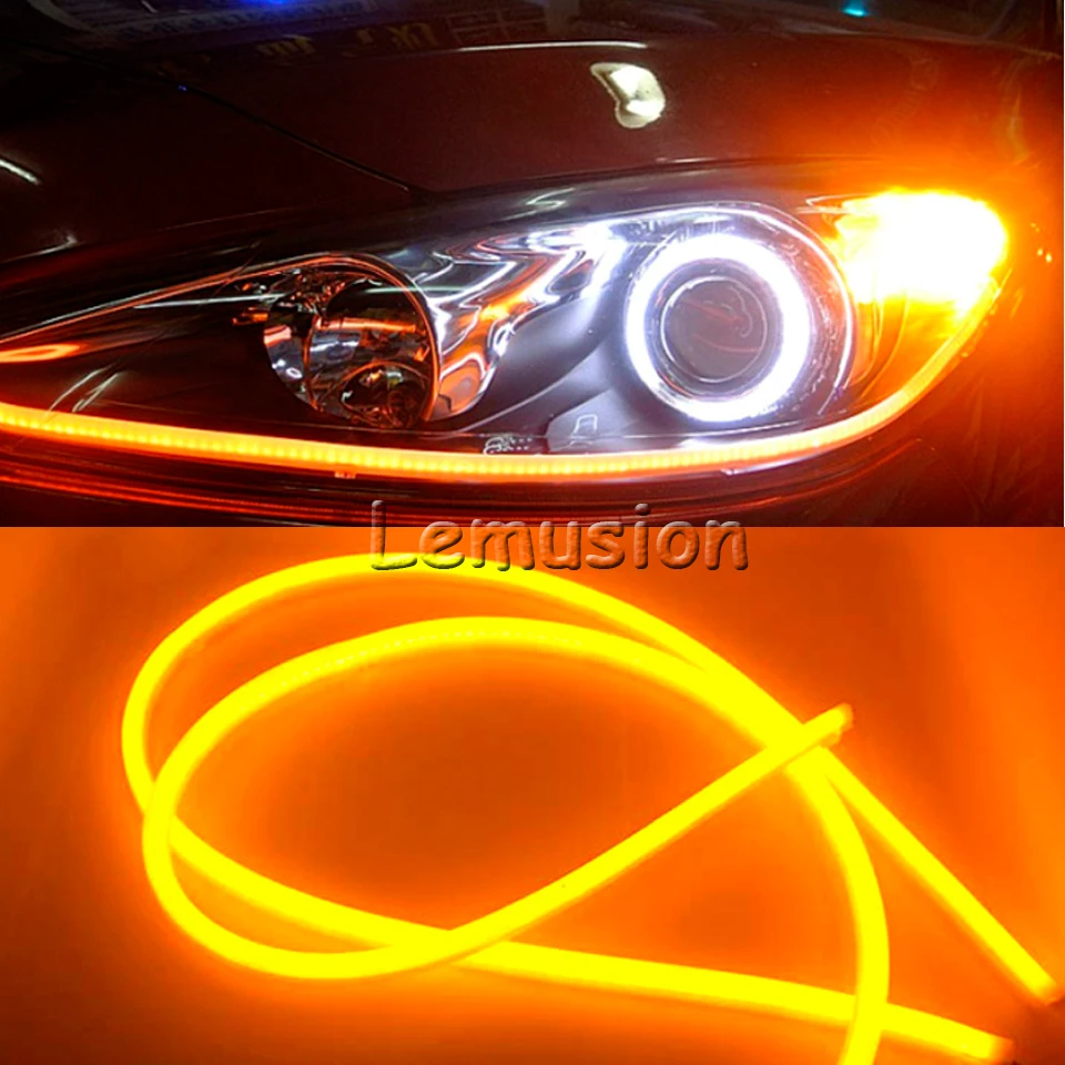 PAKUSI NEW 1SET 60CM Car LED DRL Strip Light For VW polo Renault clio BMW  e46 Opel Ford KIA accessories White+Yellow turn signal|light for car|car  lightled car kia - AliExpress