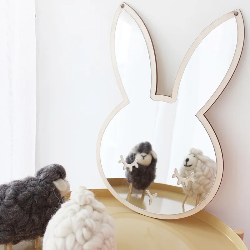 

Nordic Children Cartoon Decorative Mirror Baby Room Rabbit Bowknot Wall Mirror Frame Creative Home Decoration for Gifts