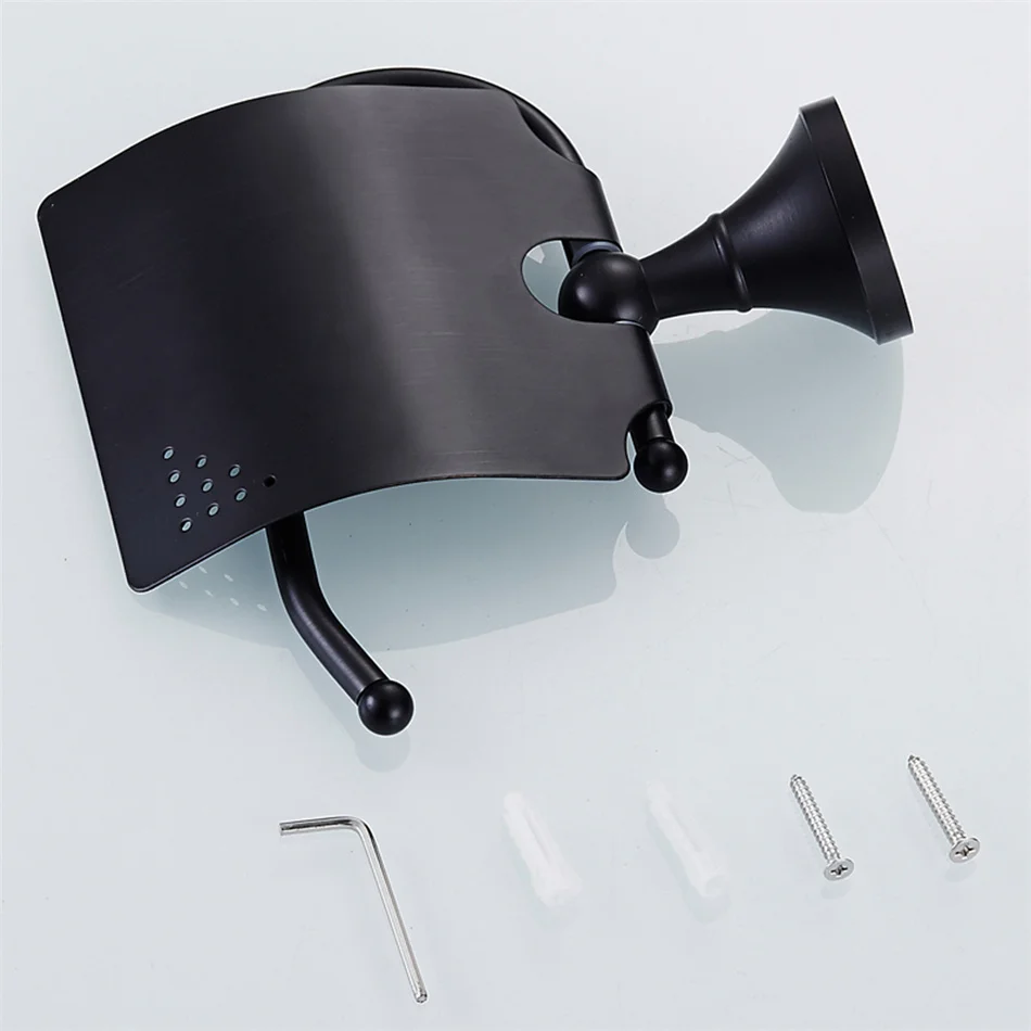 Leyden 4 шт. черный полотенцесушитель держатель для туалетной бумаги кольцо для полотенец крючок настенный латунный аксессуары для ванной набор оборудования