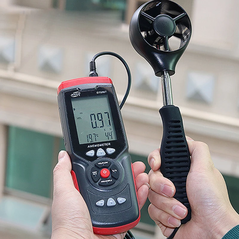 GT8907 приборы для измерения скорости Анемометр ЖК-цифровой Анемометр Датчик Портативный 0,1-45 м/с ветромер измеритель скорости