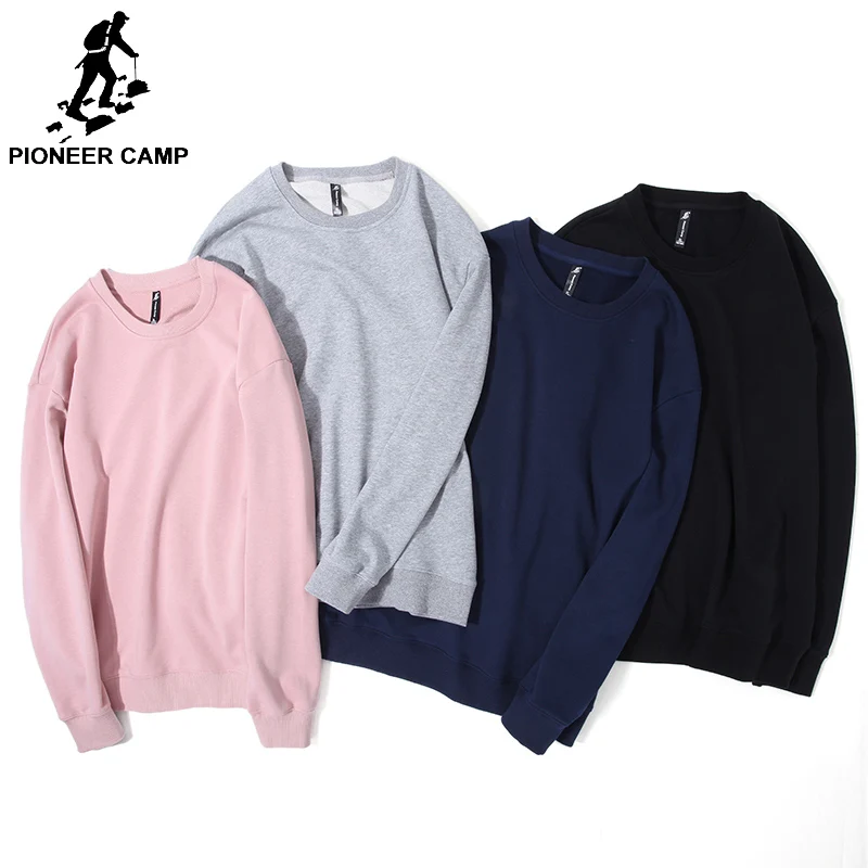 

Pioneer Camp new Casual Plain Hoodie Men Multi-colour Oversized Black Sweatshirts 6 Solid Color Loose Men no pattern Simple soft