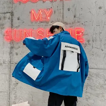 

2019 Spring And Summer New Pattern Pocket Creative Tide Korean Version LooseComfortable Harajuku Cotton Casual Jacket Streetwear