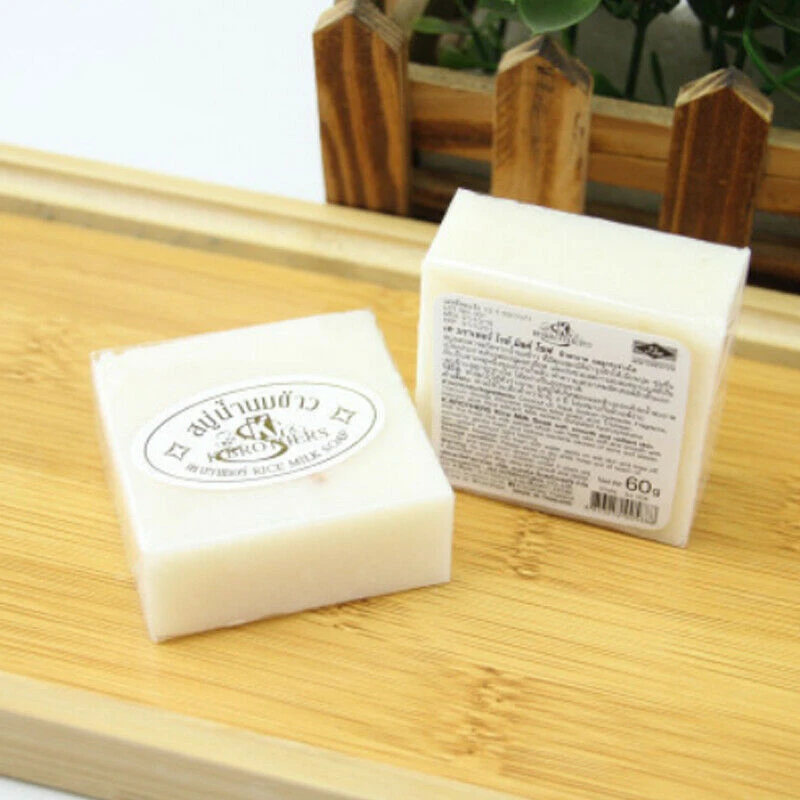 

60g Thai Rice Milk Soap Handmade Lightening Brighten Skin Soap Collagen Moisturizing Face Body Care Basis Soap Deep Cleaning