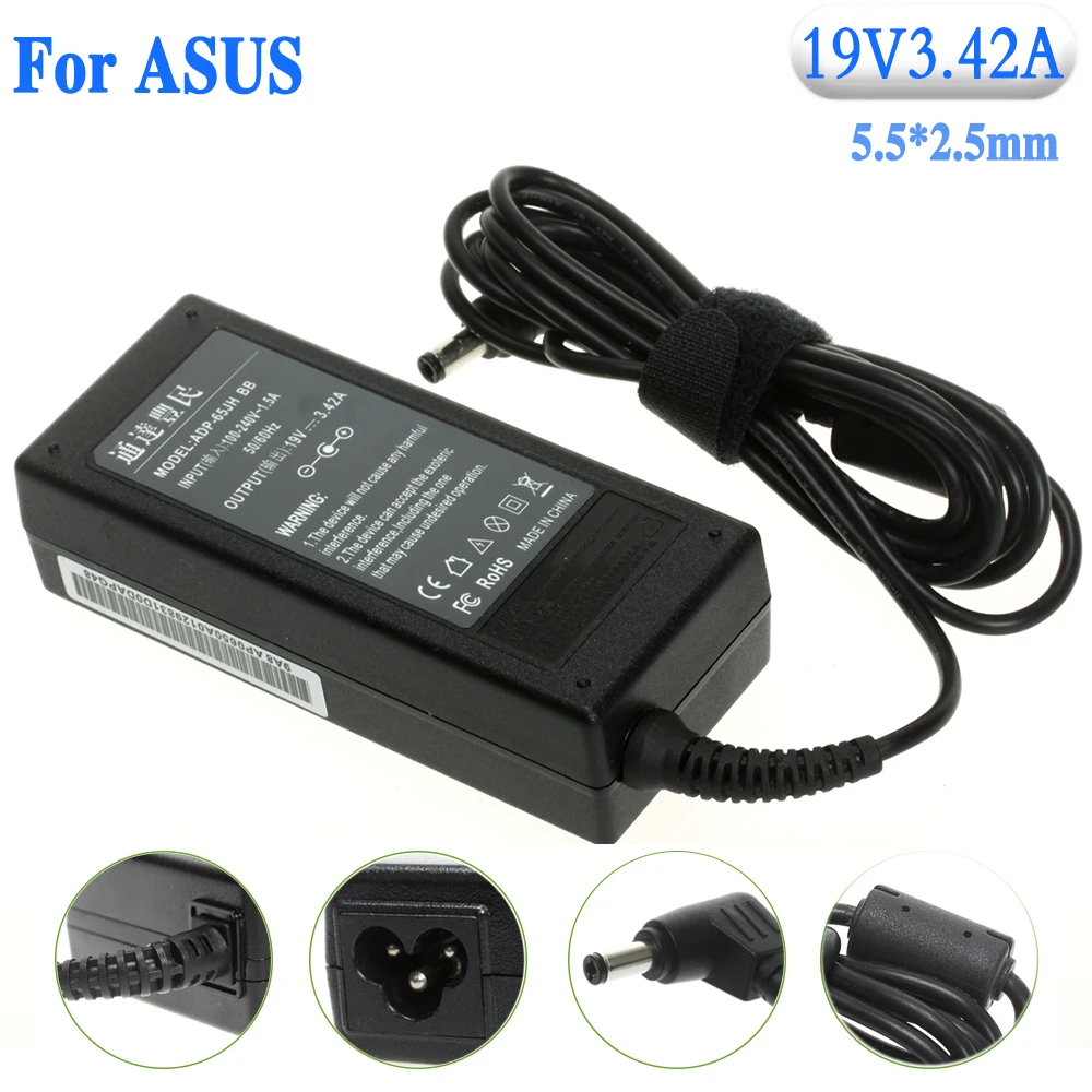 19V3.42A Laptop Notebook AC Power Adapter Cord for Asus K52F K50ij ADP