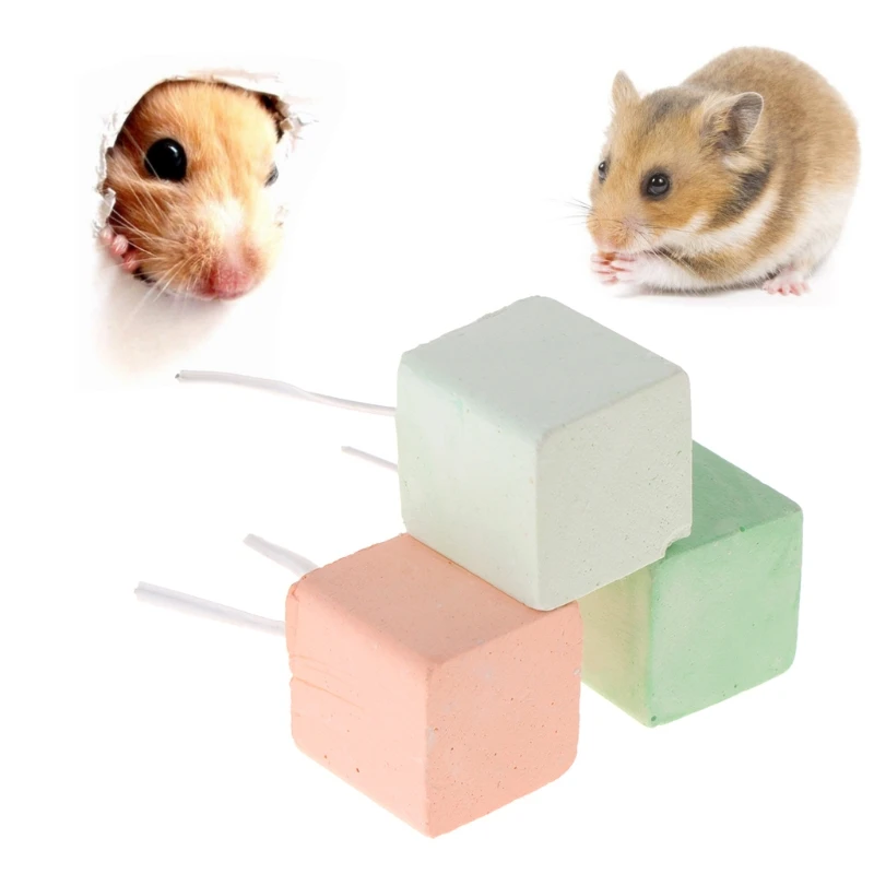 

Pet Hamster Teeth Grinding Stone Mineral Calcium Rabbit Rat Squirrel Toys Cube Hang Toys for Small Animal