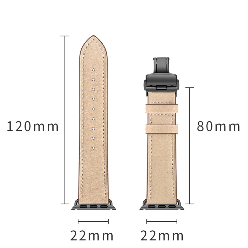 Кожаный ремешок для apple watch 42 мм 38 мм iwatch series 4 3 2 1 44 мм 4 мм браслет из нержавеющей стали с бабочкой