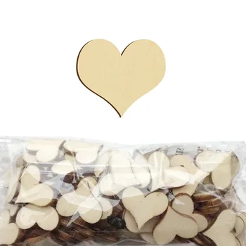 

100pcs Heart Shaped Wooden Slices Wedding DIY Crafts Photo Props Wedding Decorations