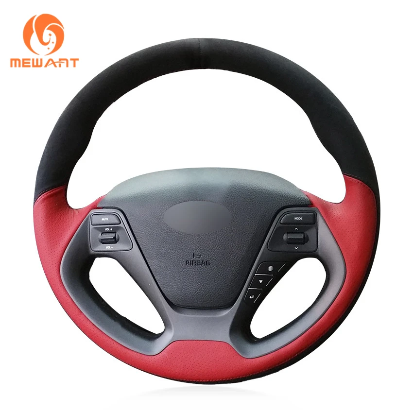 Черный чехол рулевого колеса автомобиля MEWANT из натуральной кожи для Kia K3 2013 2018 Ceed