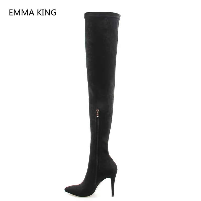 Nouvelles Daim À In En Bottes Bout Botas As Picture Femme Dames Picture De Talons as Solide Stretch Pointu Piste Femmes Chaussures Chaussettes Le Genou Sur Shown Haute rgZr5xCwq