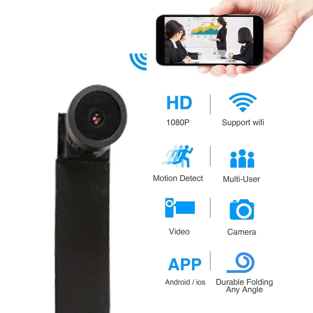 

DIY Ultra Mini WIFI Flexible Camera 1080P HD Video Audio Recorder Motion Detection Camcorder IP P2P Micro Cam App Control 500mah